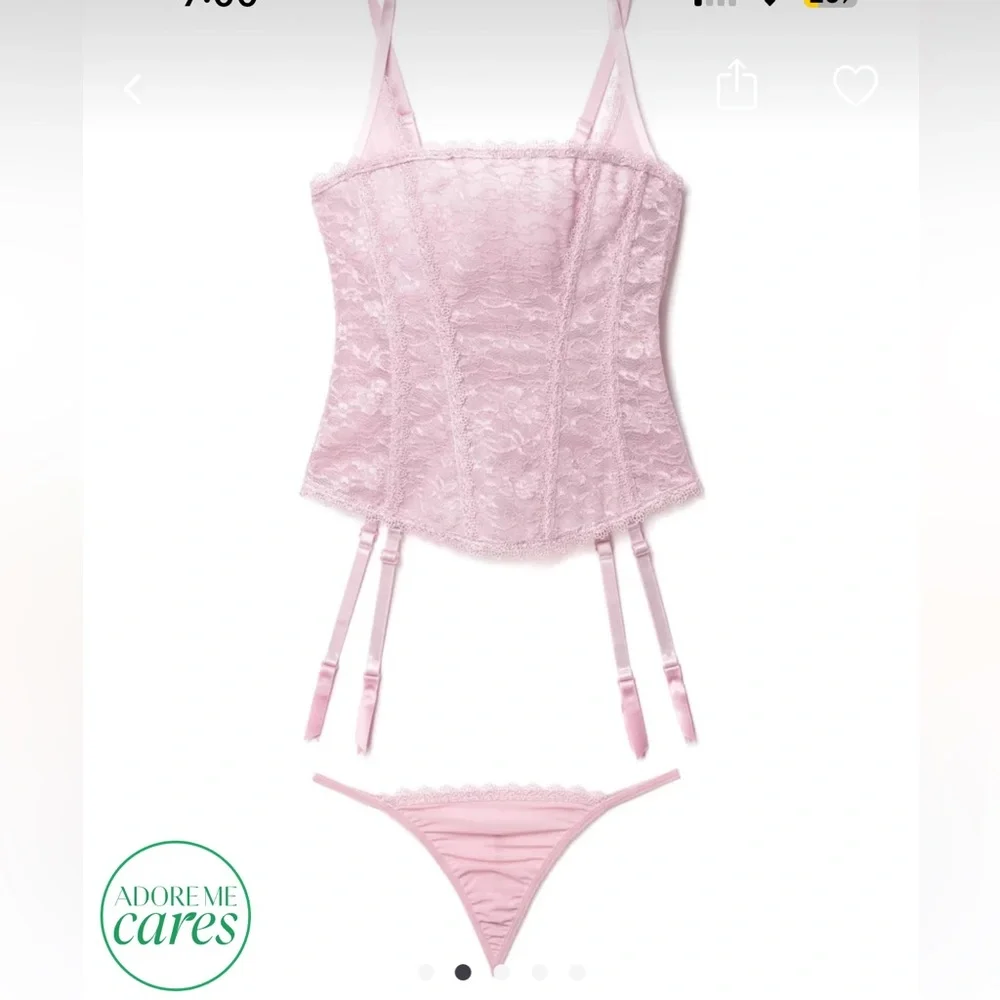 NWOT Adore Me Pink Lace Bustier set - Picture 3 of 11